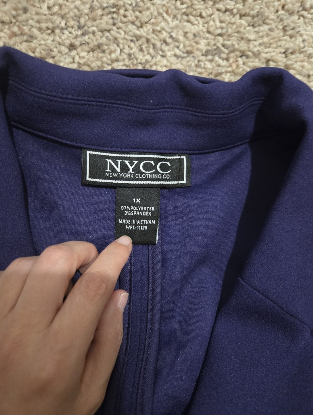 NYCC Womens Navy Double-Breasted Blazer with Gold Buttons - Picture 3 of 6